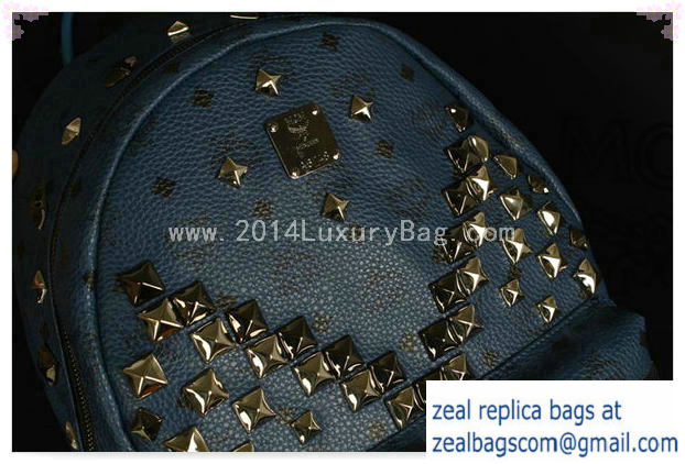 High Quality Replica MCM Stark Backpack Jumbo in Calf Leather 8100 RoyalBlue